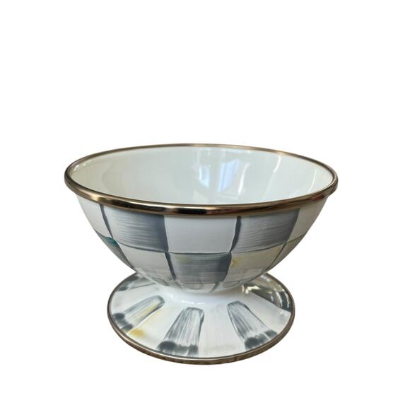 Brand New Mackenzie-Childs Sterling Check Ice Cream Dishes Set of 4 - Picture 11 of 15